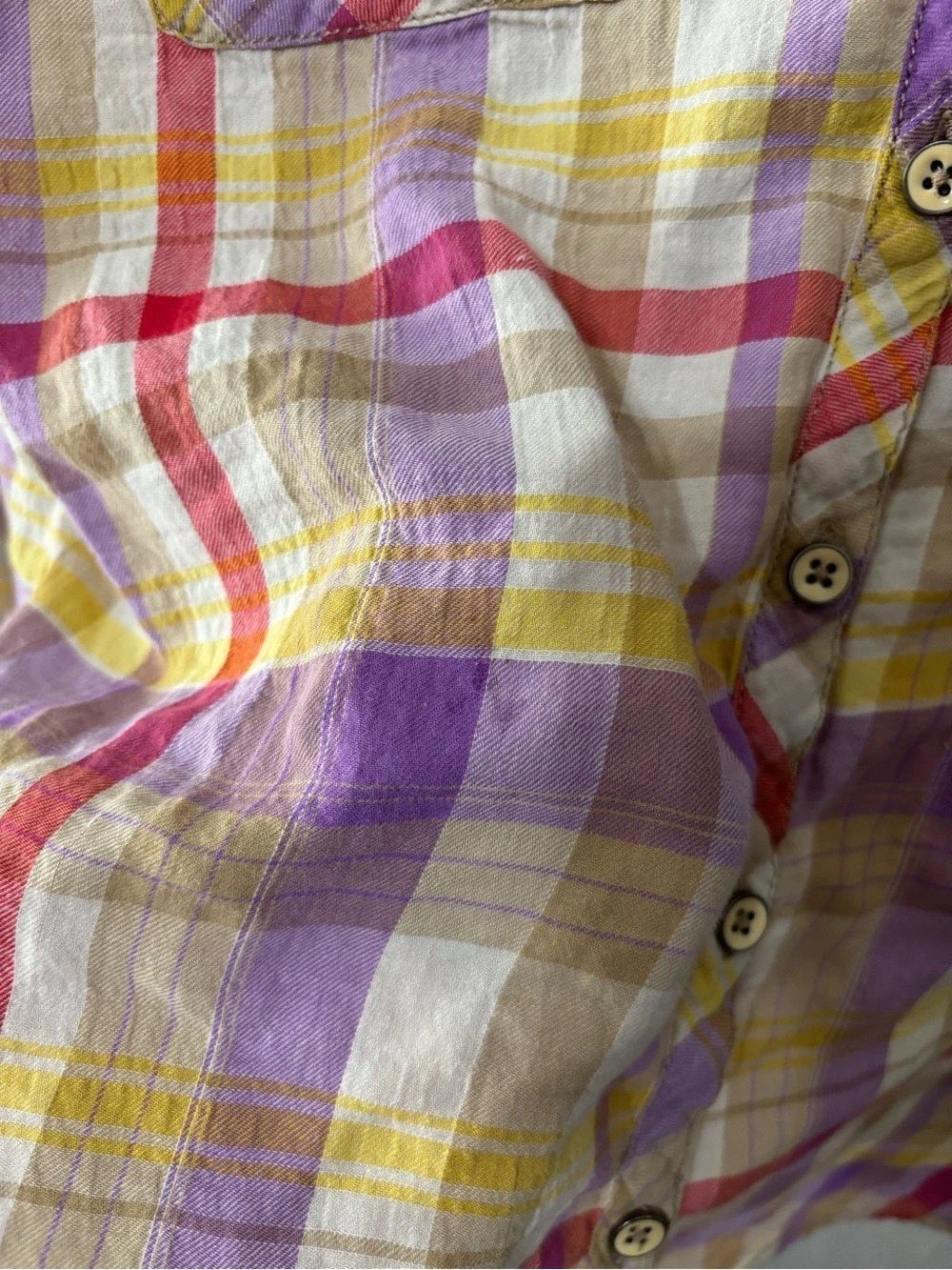 Postmark Plaid Button Down Shirt in Purple & Yellow Size Medium - Picture 4 of 5